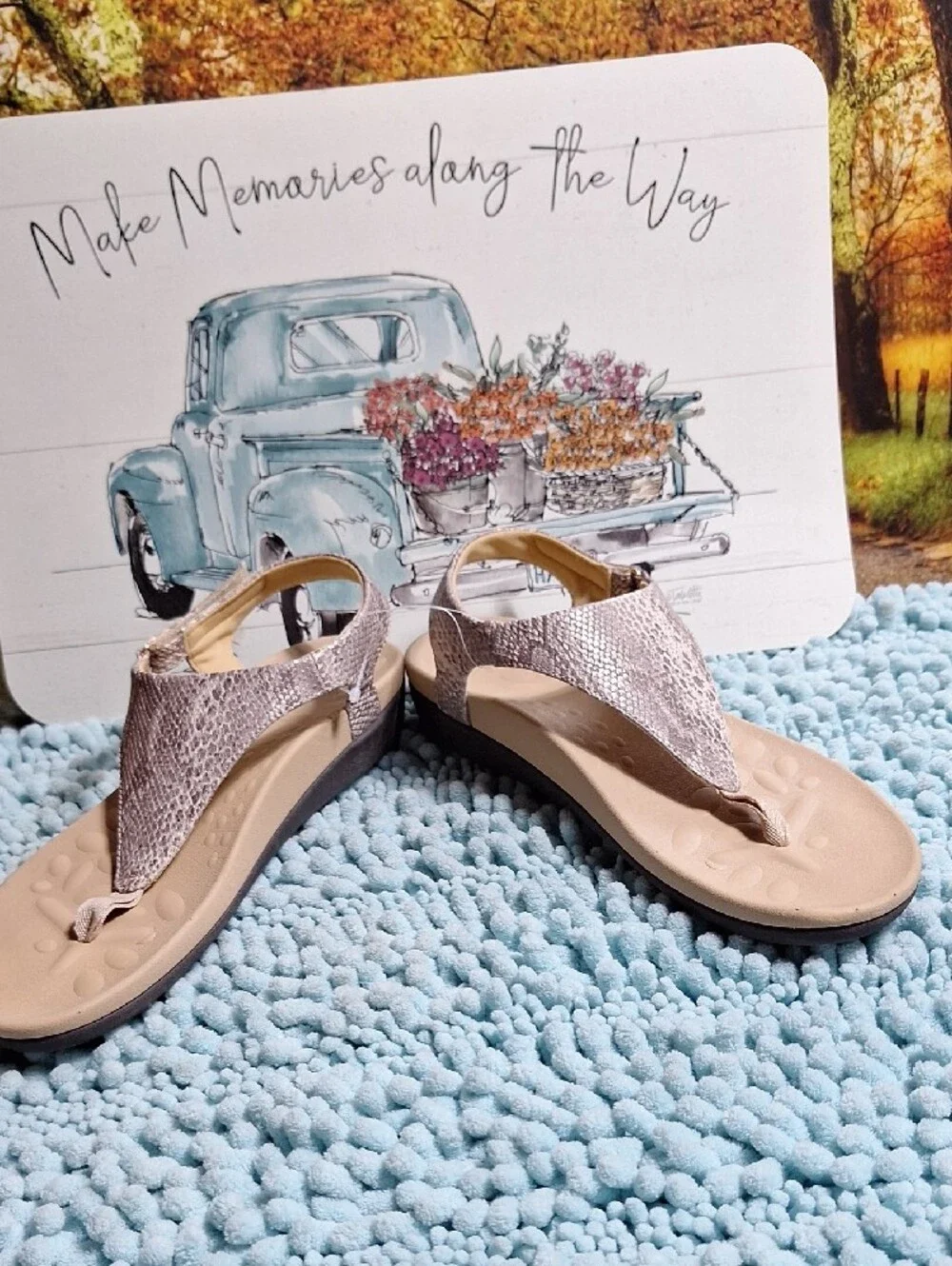 Women’s Taupe Metallic Snake-Print Thong Sandals